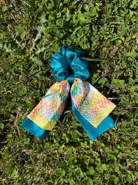 Lagoon Leaves – Satin Scarf Scrunchie