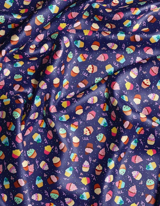 Cupcake Party | Kids Cupcake Print Satin Scrunchie