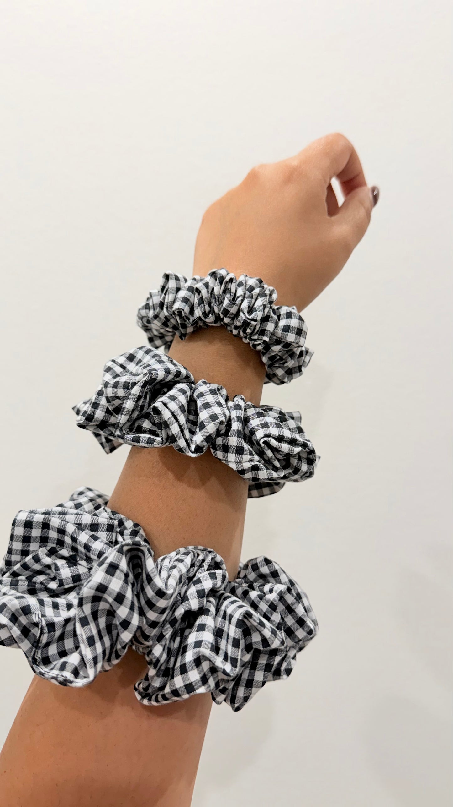 Willow | Black Gingham Cotton Scrunchie