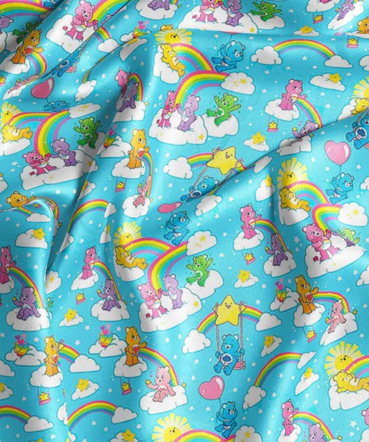 Rainbow Bears | Kids Teddy Bear Rainbow Print Satin Scrunchie