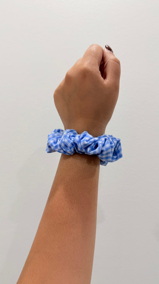 Meadow | Blue Gingham Cotton Scrunchie