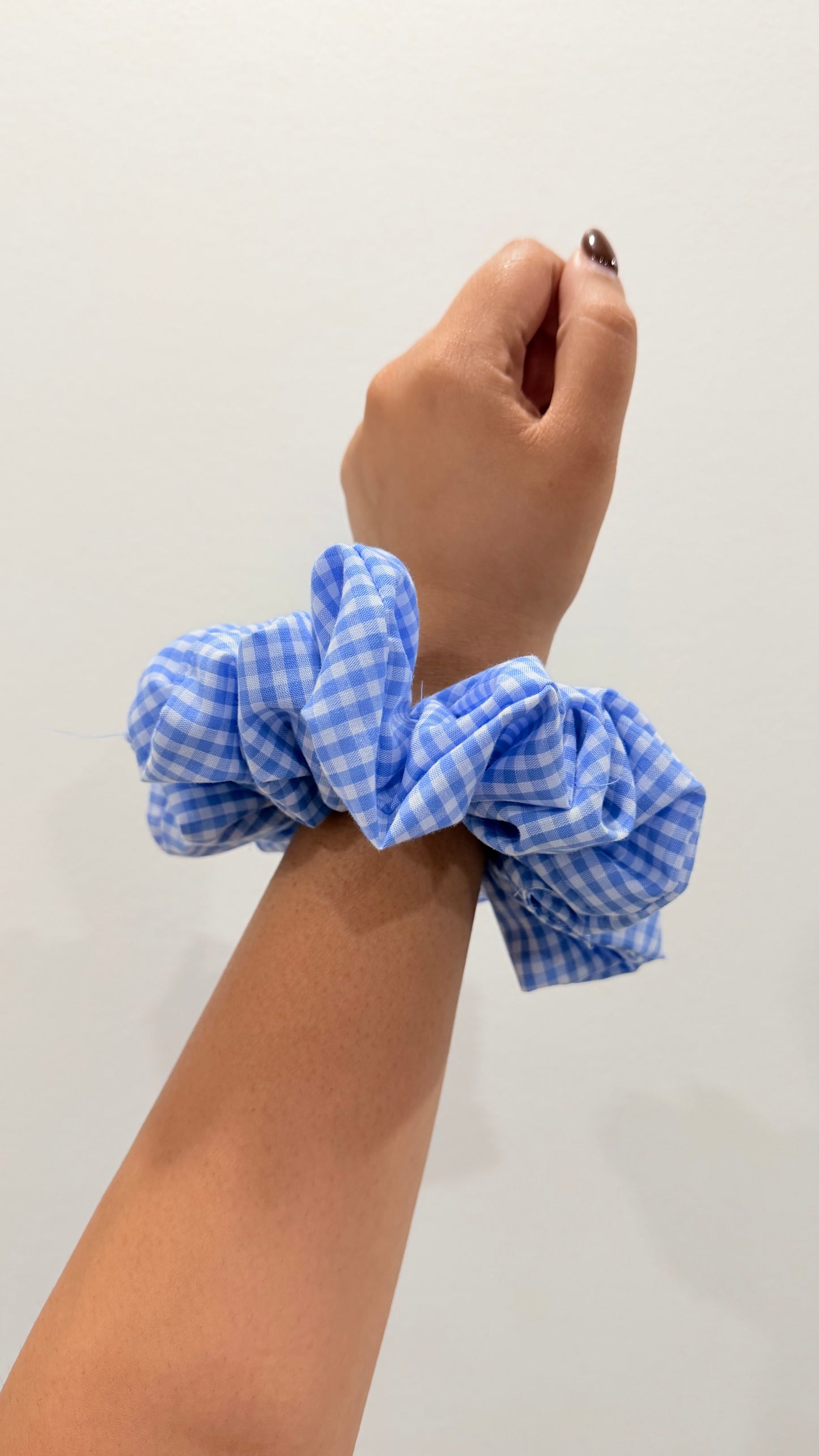 Meadow | Blue Gingham Cotton Scrunchie