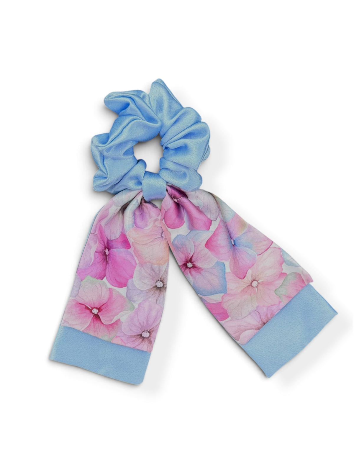 Hydrangea Haze – Satin Scarf Scrunchie
