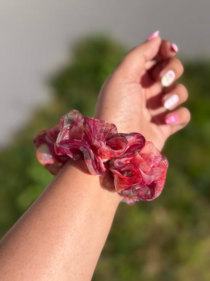 Rose Bouquet | Vintage Rose Floral Organza Scrunchie