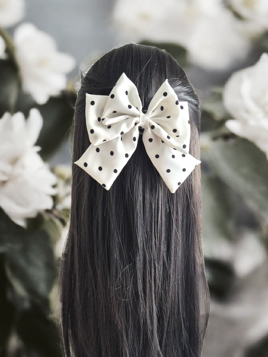 Parisian Polka Bow – White Polka Dot Bow