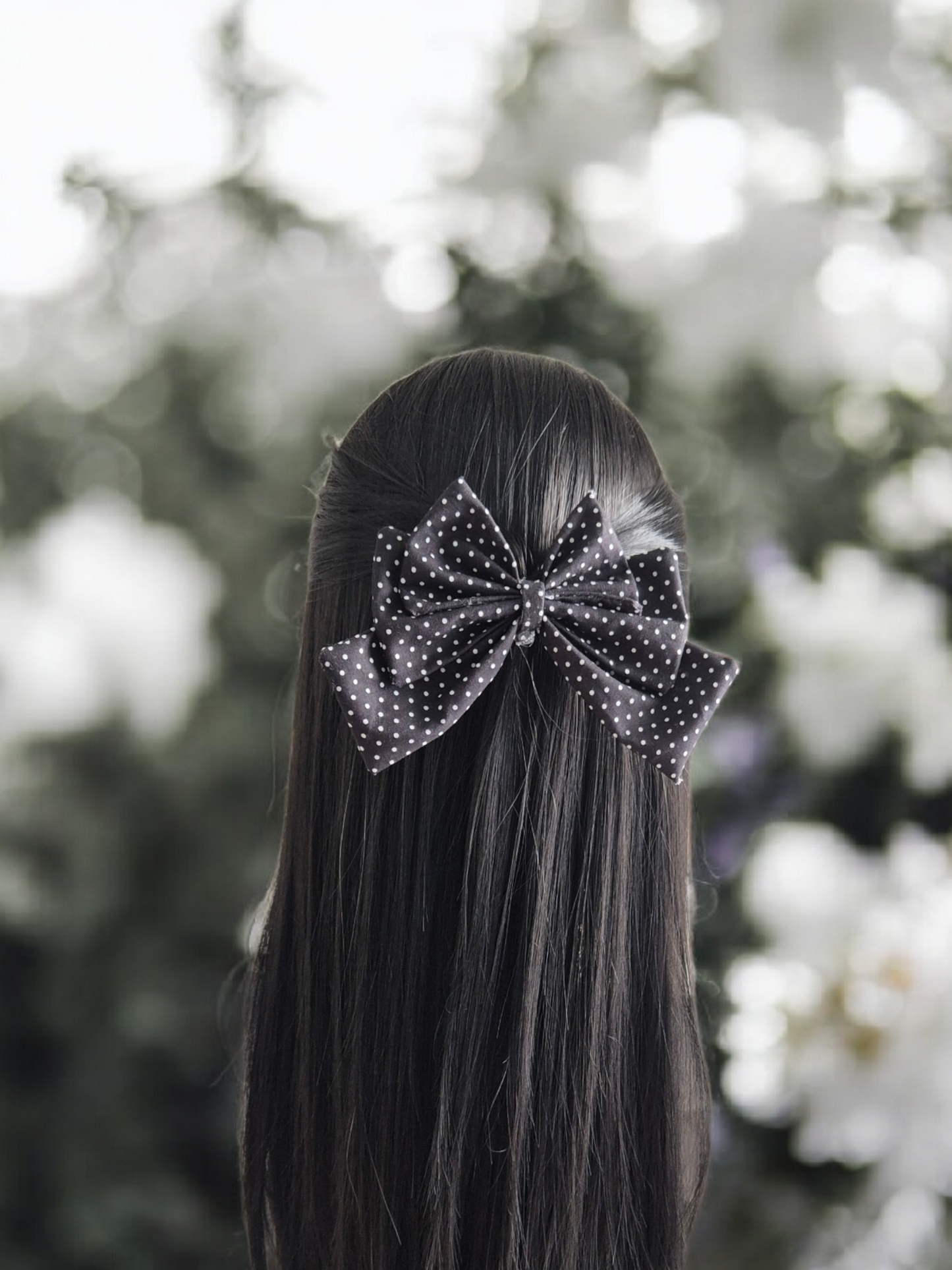 Noir Polka Bow - Black Polka Dot Coquette Bow