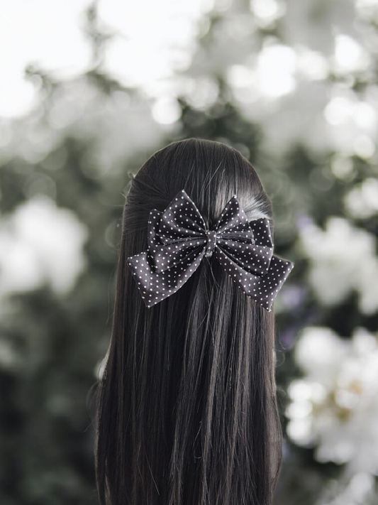 Noir Polka Bow - Black Polka Dot Bow