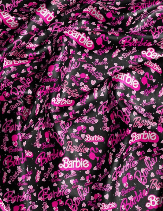 Doll Dreams | Kids Pink Doll Print Satin Scrunchie