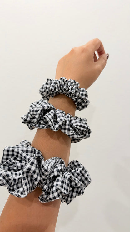 Willow | Black Gingham Cotton Scrunchie