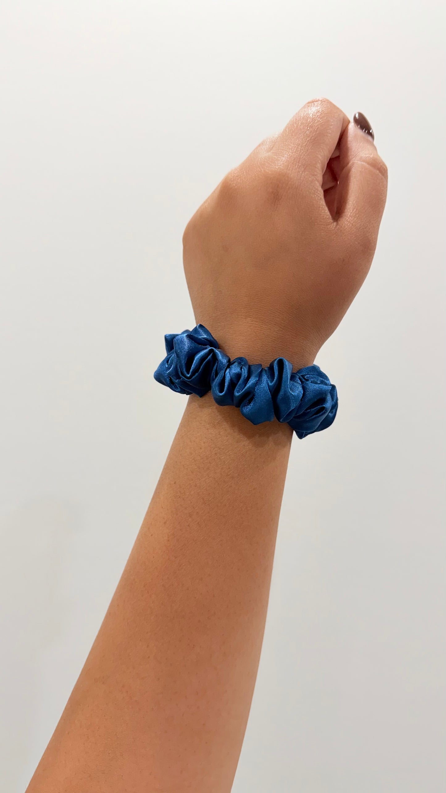 Navy Blue Satin Scrunchie