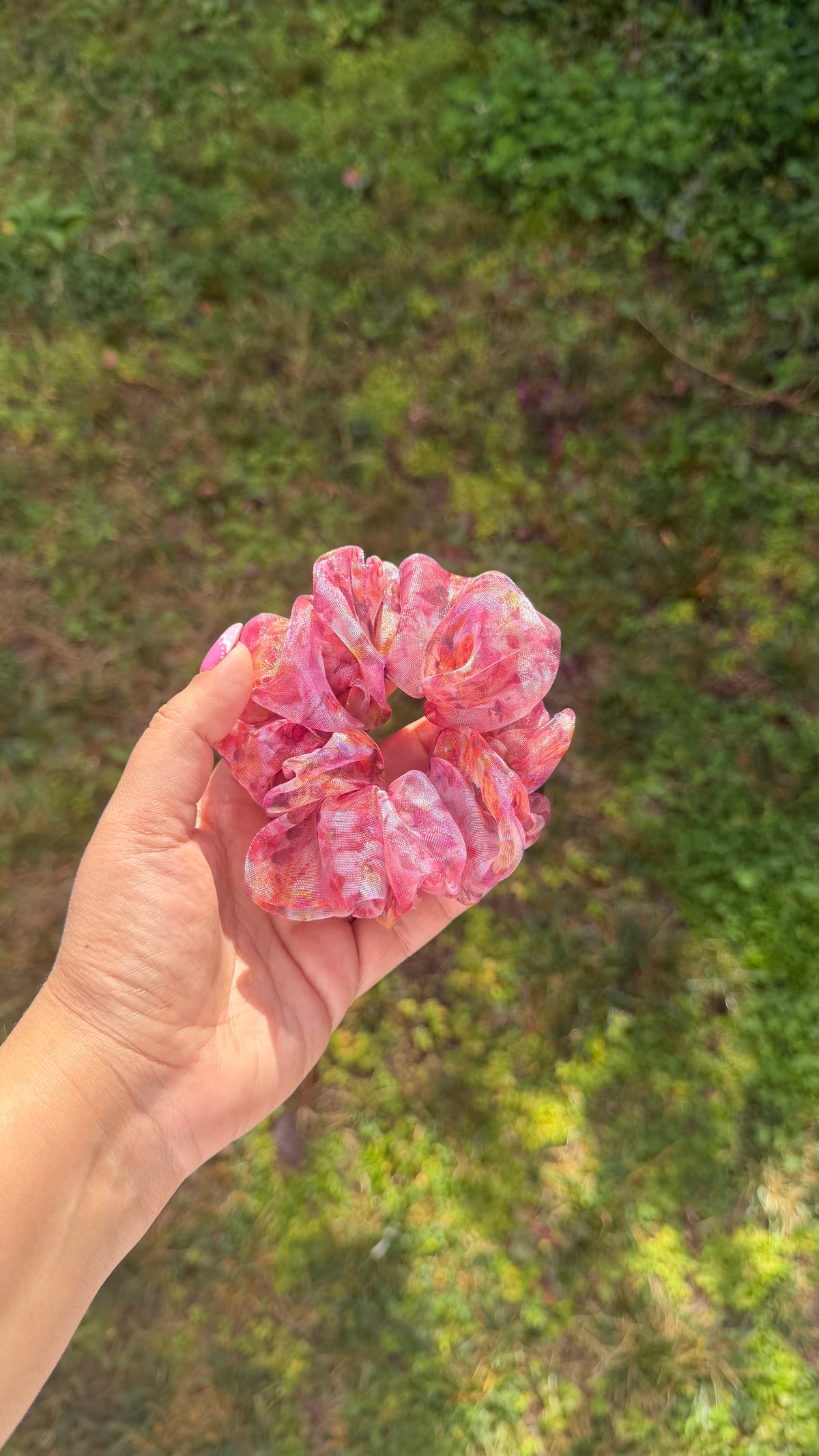 English Rose | Dusty Rose Floral Organza Scrunchie