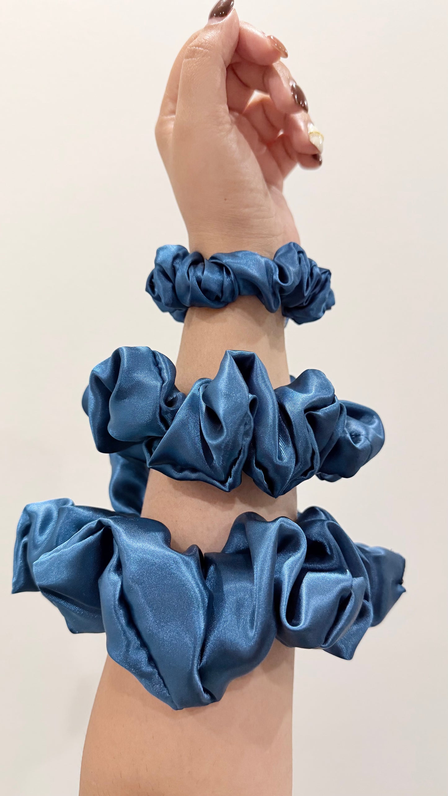 Navy Blue Satin Scrunchie