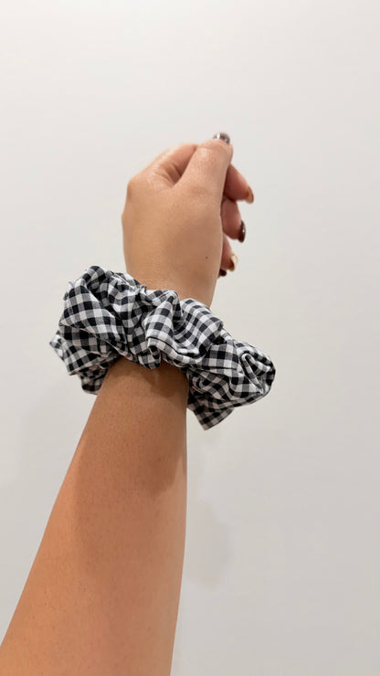 Willow | Black Gingham Cotton Scrunchie