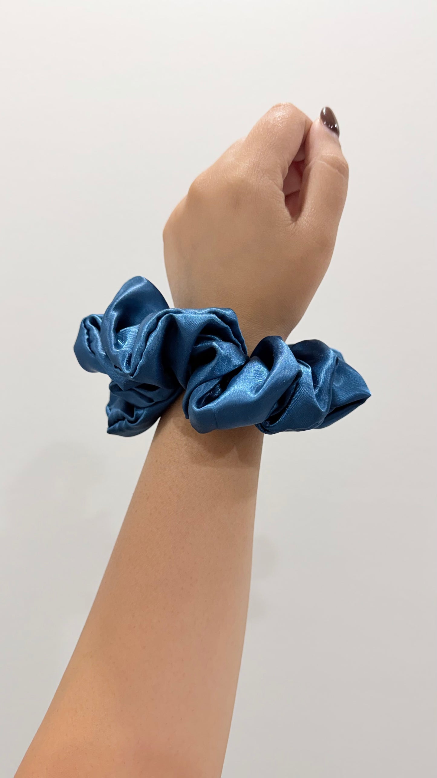 Navy Blue Satin Scrunchie