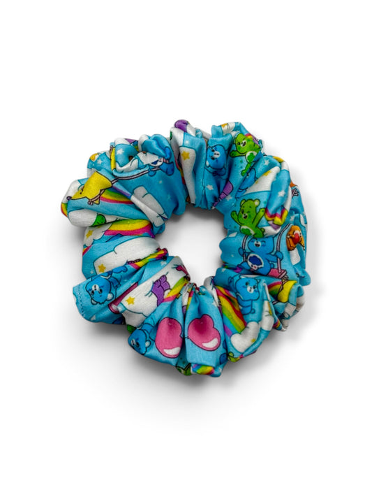 Rainbow Bears kids teddy bear rainbow satin hair scrunchie handmade by The Hairloom Co. Canberra Australia