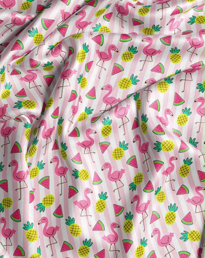 Flamingo Party kids flamingo tropical print satin hair scrunchie handmade by The Hairloom Co. Canberra Australia