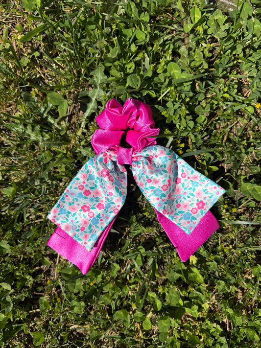 Pink Posy – Satin Scarf Scrunchie