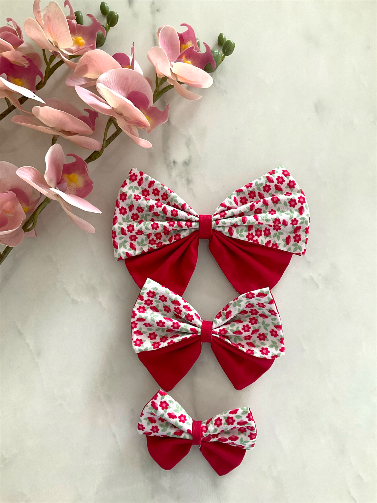 Ditsy Bloom | Petal Bow — Red & Lavender