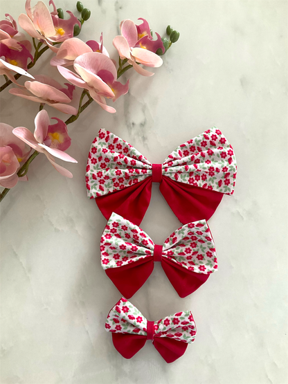 Ditsy Bloom | Petal Bow — Red & Lavender
