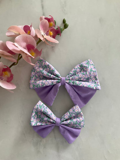 Ditsy Bloom | Petal Bow — Red & Lavender