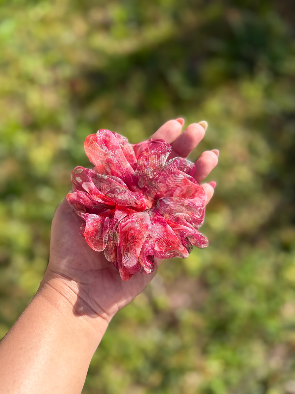 Rose Bouquet | Vintage Rose Floral Organza Scrunchie