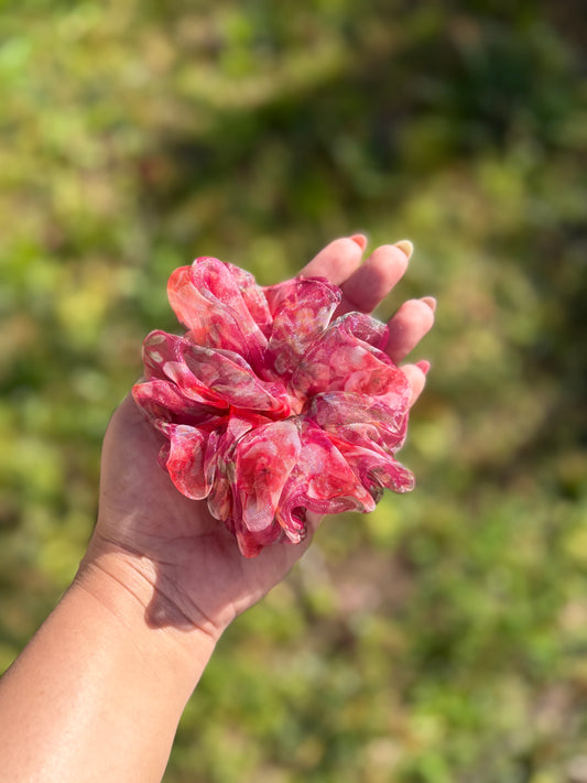Rose Bouquet | Vintage Rose Floral Organza Scrunchie