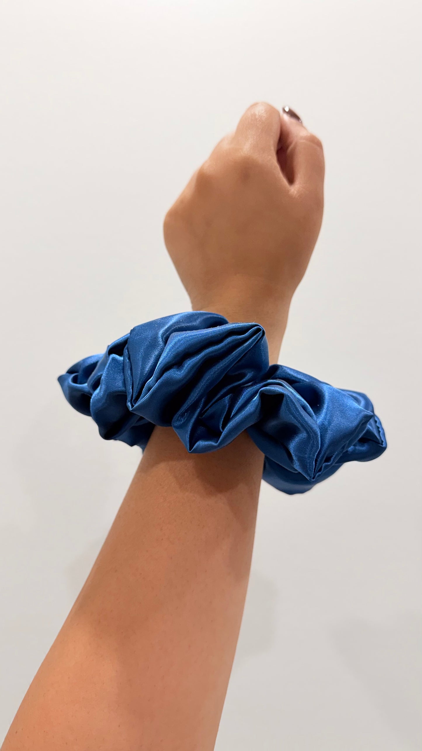 Navy Blue Satin Scrunchie
