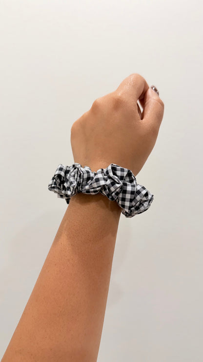 Willow | Black Gingham Cotton Scrunchie