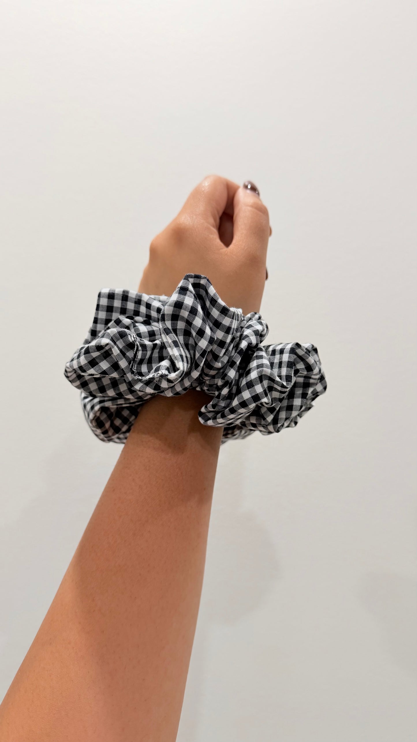 Willow | Black Gingham Cotton Scrunchie