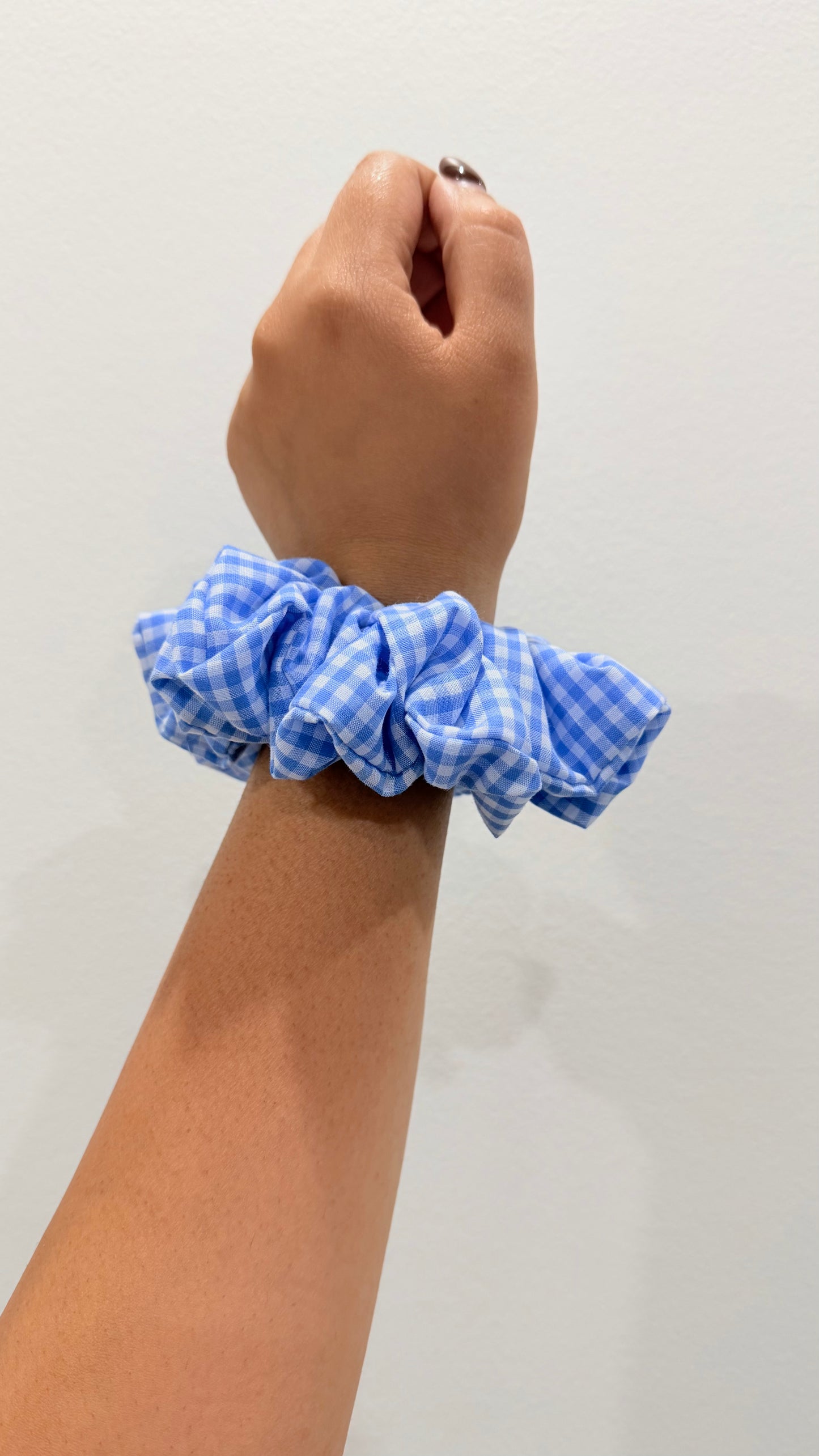 Meadow | Blue Gingham Cotton Scrunchie