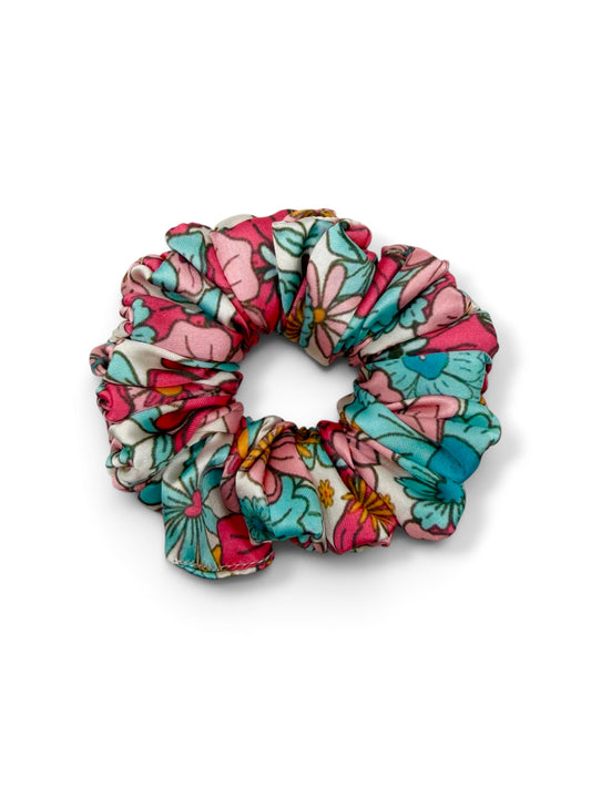 Cottage Garden | Pink Floral Satin Scrunchie