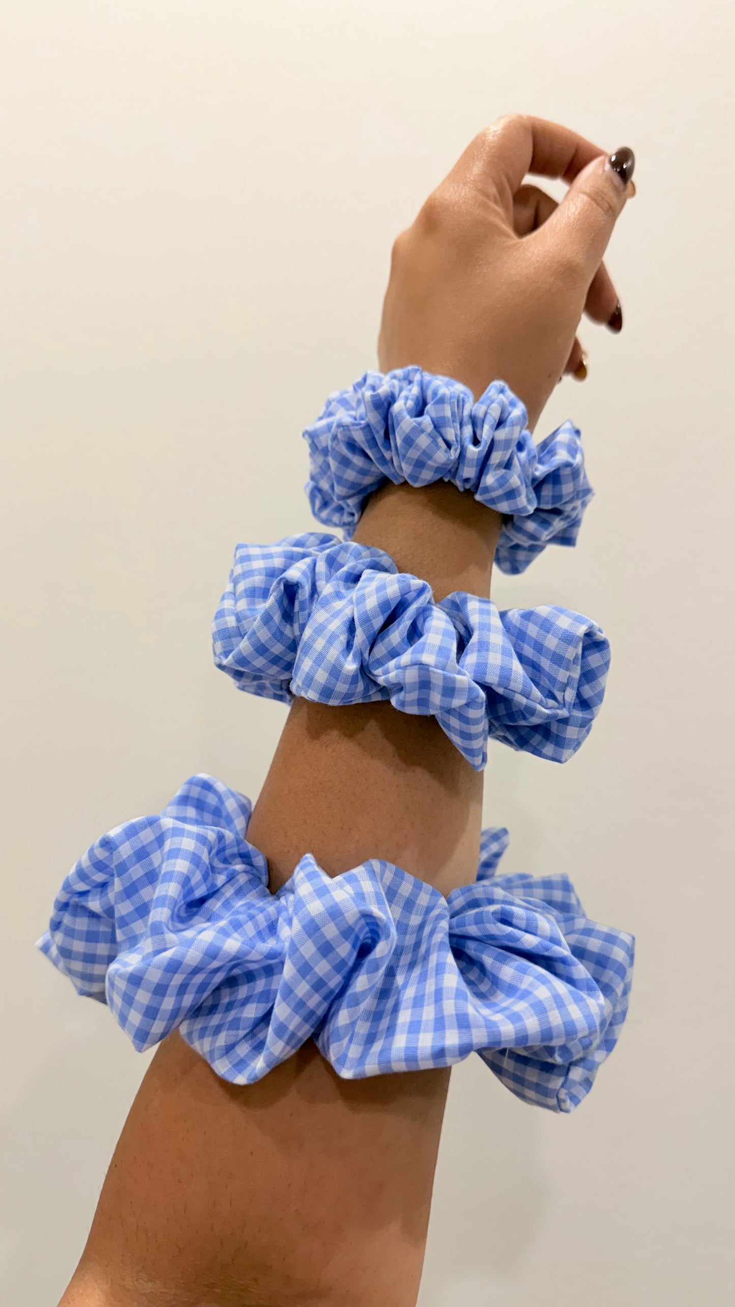 Meadow | Blue Gingham Cotton Scrunchie