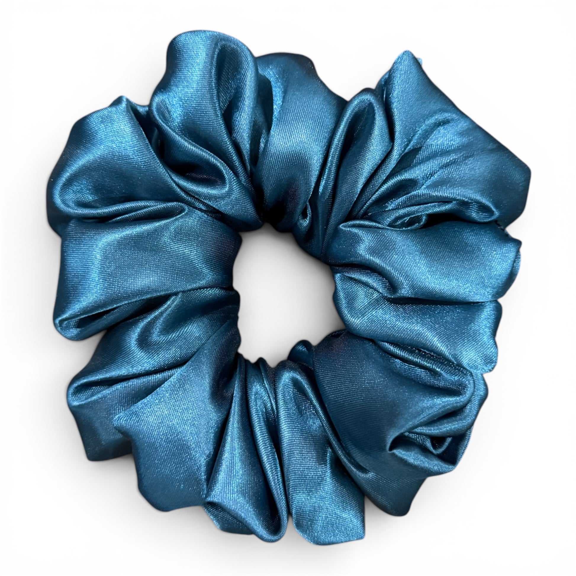 Ocean navy satin scrunchie in Statement size — handmade by The Hairloom Co. Canberra Australia