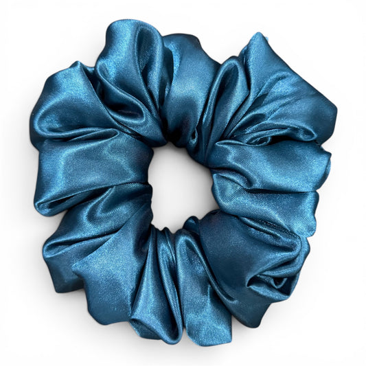 Ocean navy satin scrunchie in Statement size — handmade by The Hairloom Co. Canberra Australia
