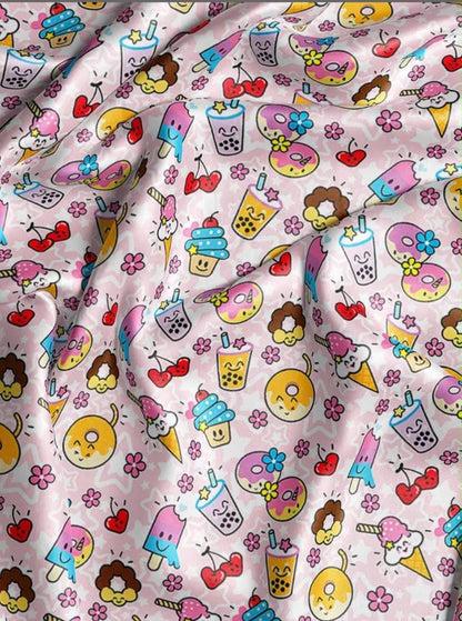 Sugar Rush | Kids Kawaii Food Print Satin Scrunchie