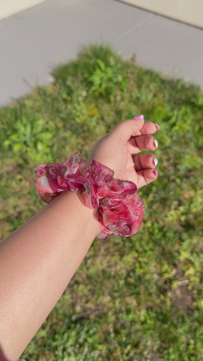 Rose Bouquet | Vintage Rose Floral Organza Scrunchie