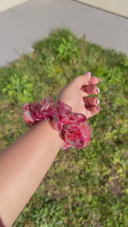 Rose Bouquet | Vintage Rose Floral Organza Scrunchie