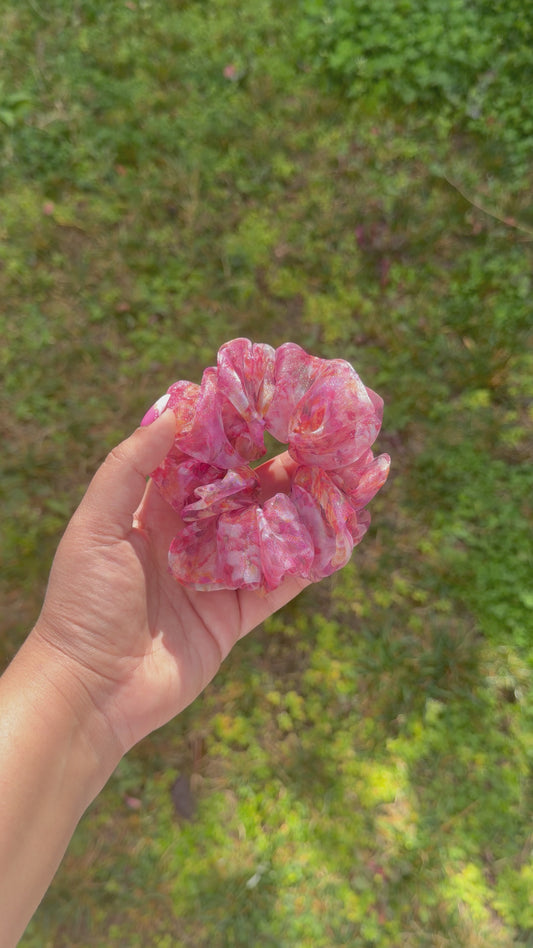 English Rose | Dusty Rose Floral Organza Scrunchie